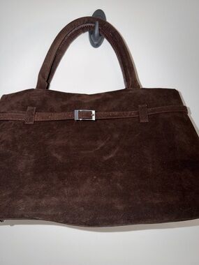 Classic Brown Suede Tote Handbag